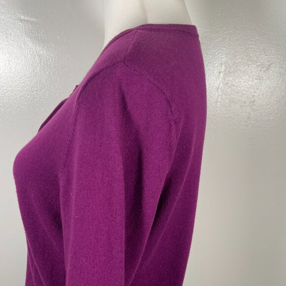 LOFT Cardigan Sweater Women Medium Purple Knitted Plum Long Sleeve Button Front - Picture 7 of 15